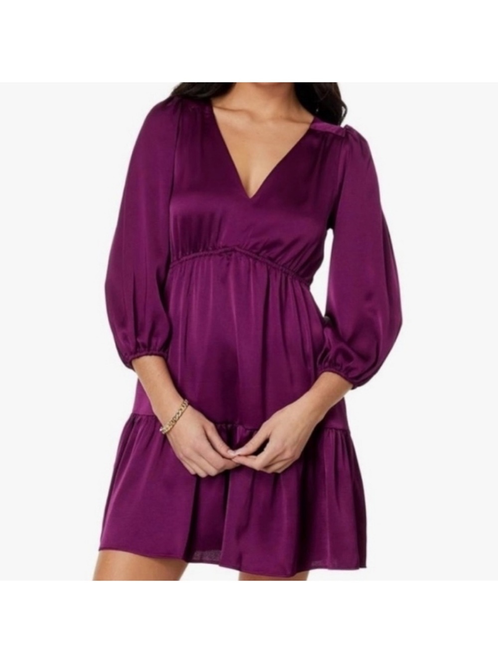 Lilly Pulitzer Satin V-Neck Deacon Mini Dress in Plum Purple Size 10
